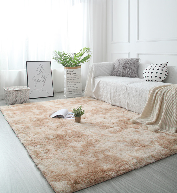 Gradient Beige Colour Modern Plain Carpet Bedroom Living Room Sofa Rug ...