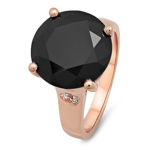 Rose Gold Solitaire Ring Black Stone