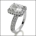 Engagement Radiant 3 Ct Center In Halo Pave Cubic Zirconia Cz Ring