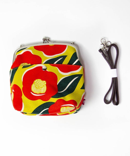 Yellow Camellia Double Clasp Coin Purse Red