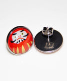 Daruma Earrings / Hari Stained Glass Japanese Earrings