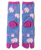 Blue & Purple Peony Tabi Socks / High Quality Geta Socks