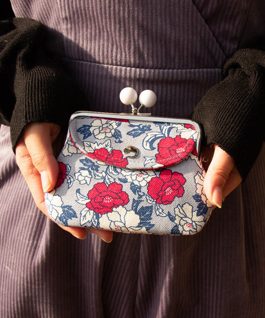 Yellow Camellia Double Clasp Coin Purse Red