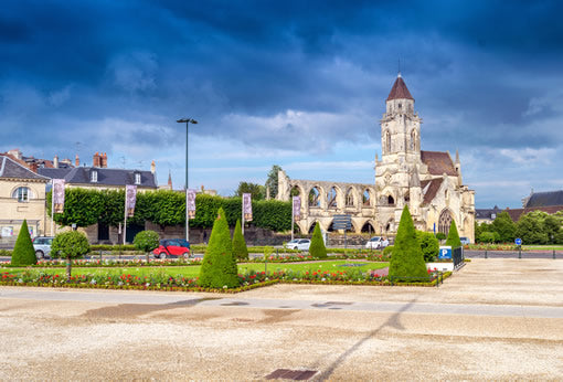The plaza near the women's abbey in the center of Caen, France.
