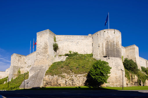 The exterior of Chateau Ducal in the city of Caen in Normandy, France.