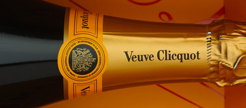 A bottle of Veuve Clicquot champagne at the wine cellars in Reims, France.