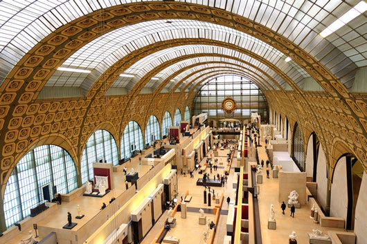 Looking down on the main gallery of the Musee D'Orsay in Paris, France.