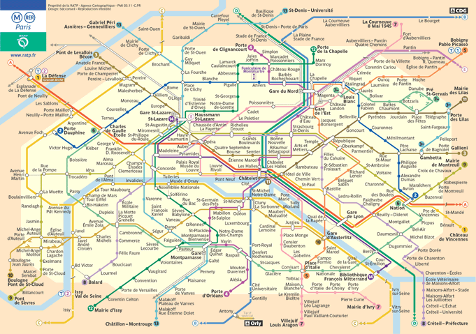 Printable Paris Metro Map