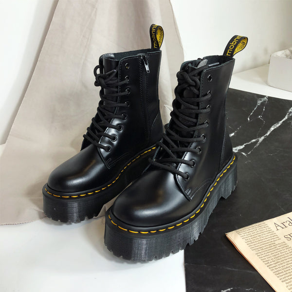 black platform combat boots