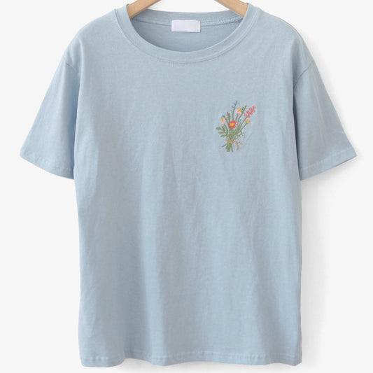 Embroidered Floral Patch Shirt (2 Colors)