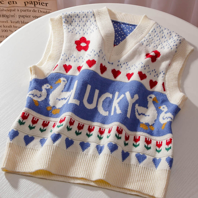 ziek Bezienswaardigheden bekijken Gedachte Lucky Ducks Vest (White) – Megoosta Fashion