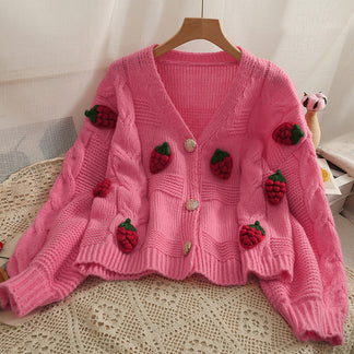 Puffy Strawberry Cardigan (3 Colors) – Megoosta Fashion