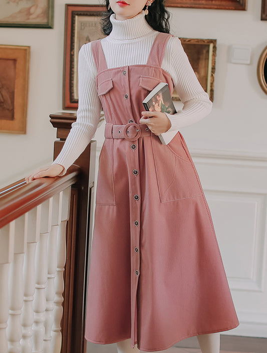 Corduroy Suede Double Button Cami Dress (2 Colors) – Megoosta Fashion