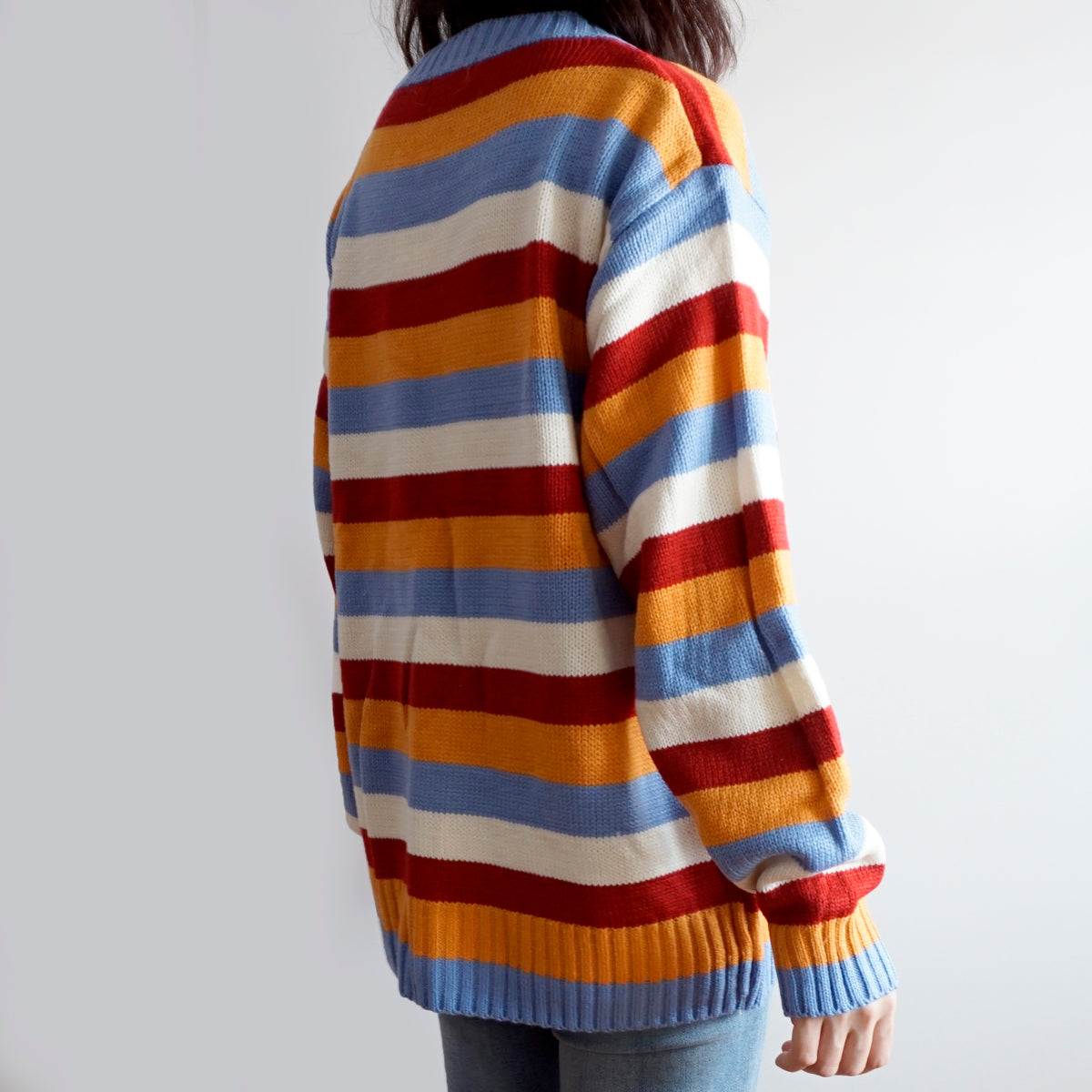 Colorblock Stripe Sweater (Blue/Orange) – Megoosta Fashion