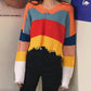 Colorblock Stripe Cropped Sweater (Orange/Blue)