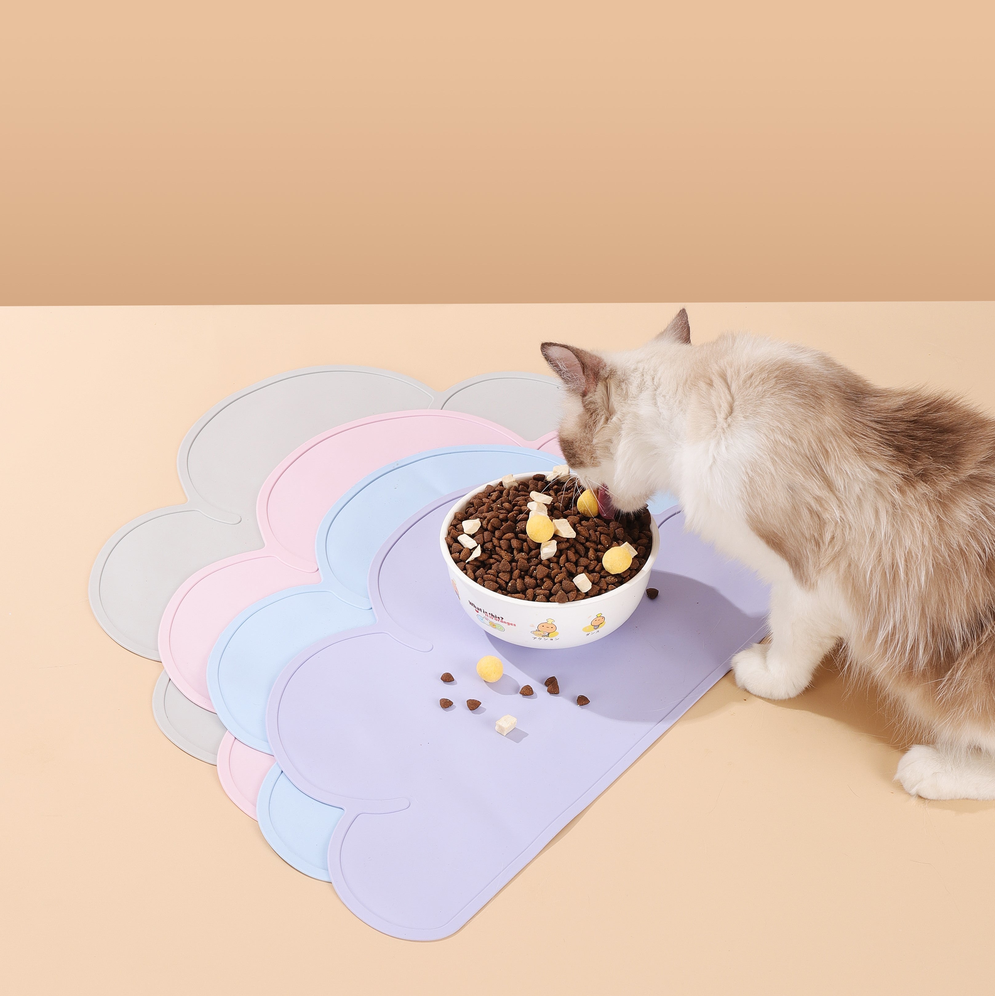 HOWWFALY Semi Enclosed Anti Spill Cat Dog Feeding Mat,Pet Mat for
