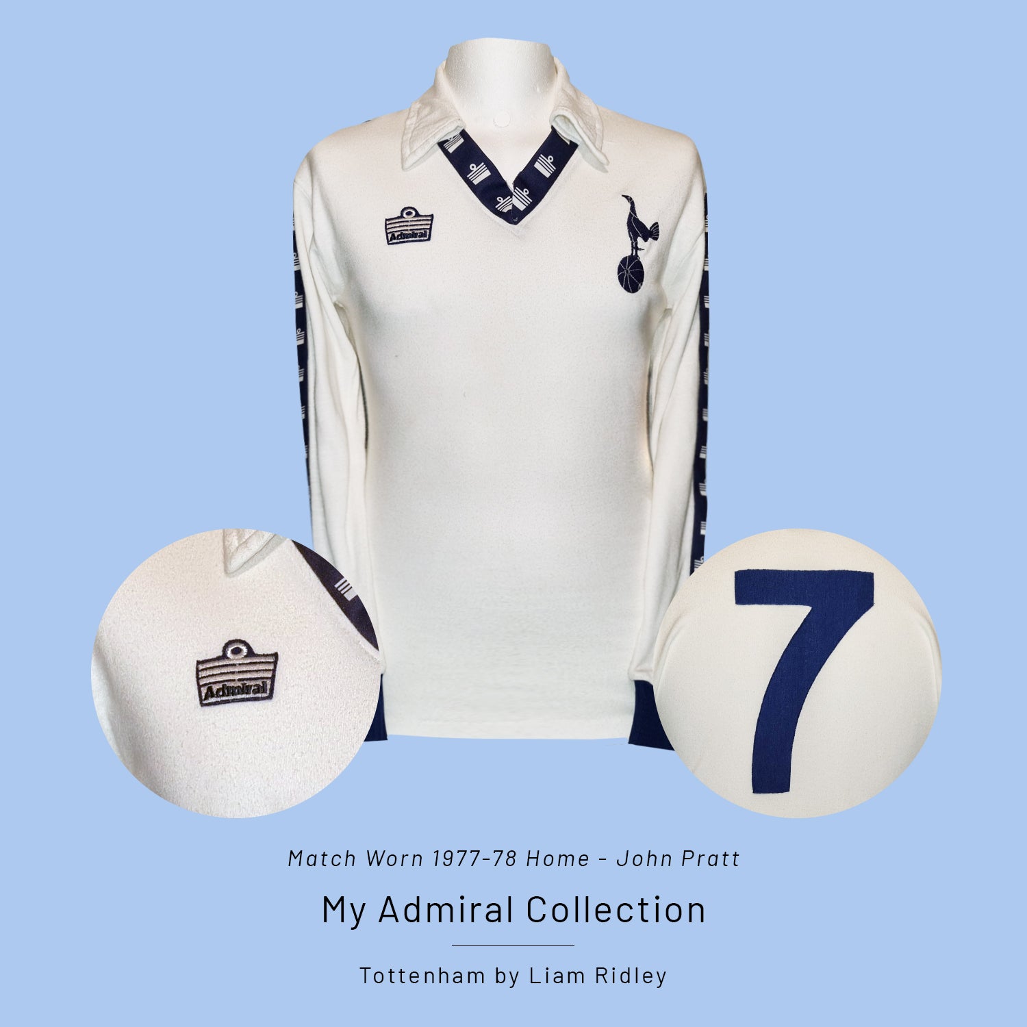 Tottenham Match Worn 1987-88 Admiral Home John Pratt