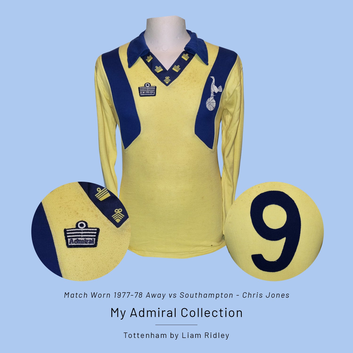 Tottenham Match Worn 1987-88 Admiral Away shirt