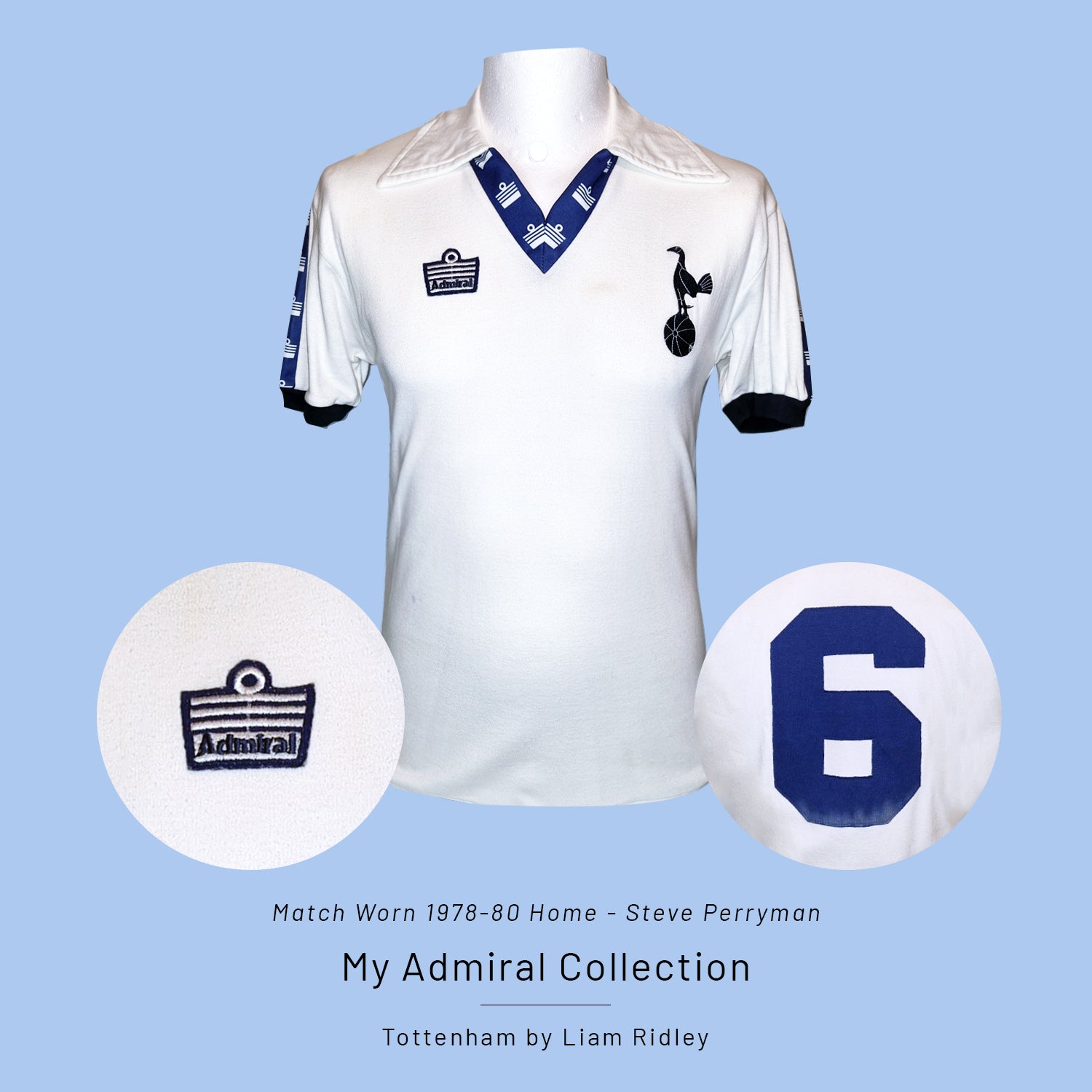 Tottenham Match Worn 1987-90 Admiral Home Steve Perryman