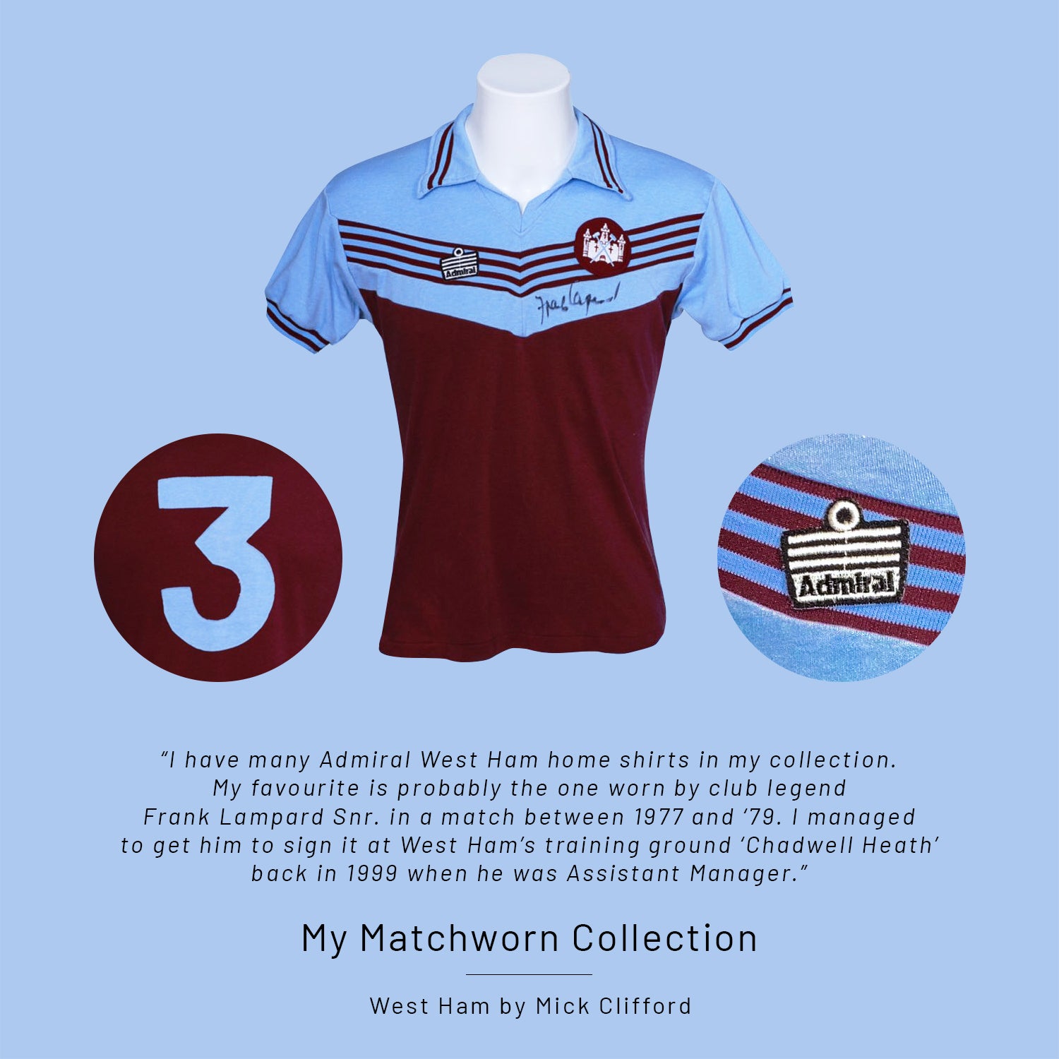 Frank Lampard - West Ham Matchworn 1977-79 Home Kit