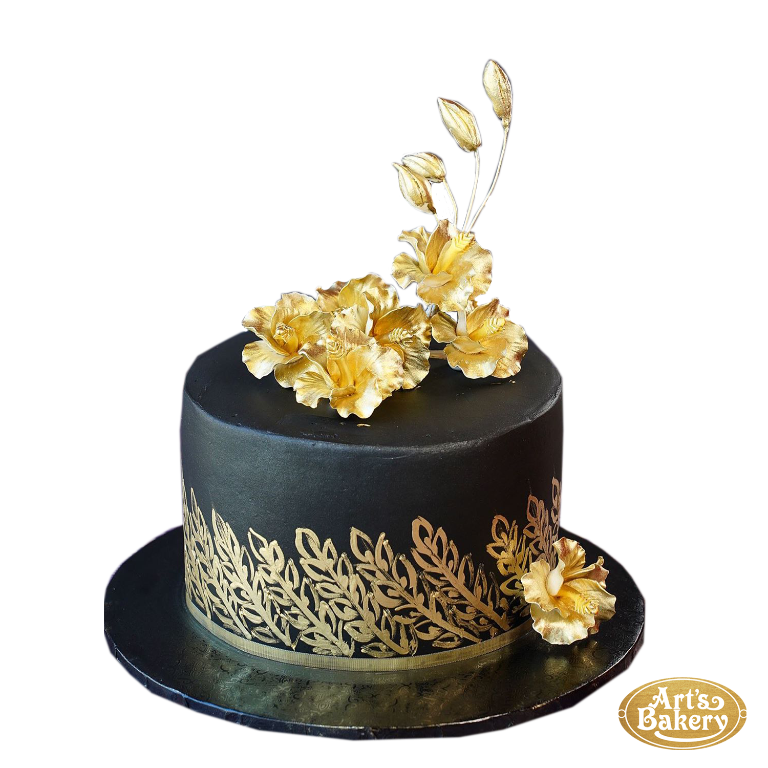 Art S Bakery Glendale Dark Black Golden Plant Designed Cake 116