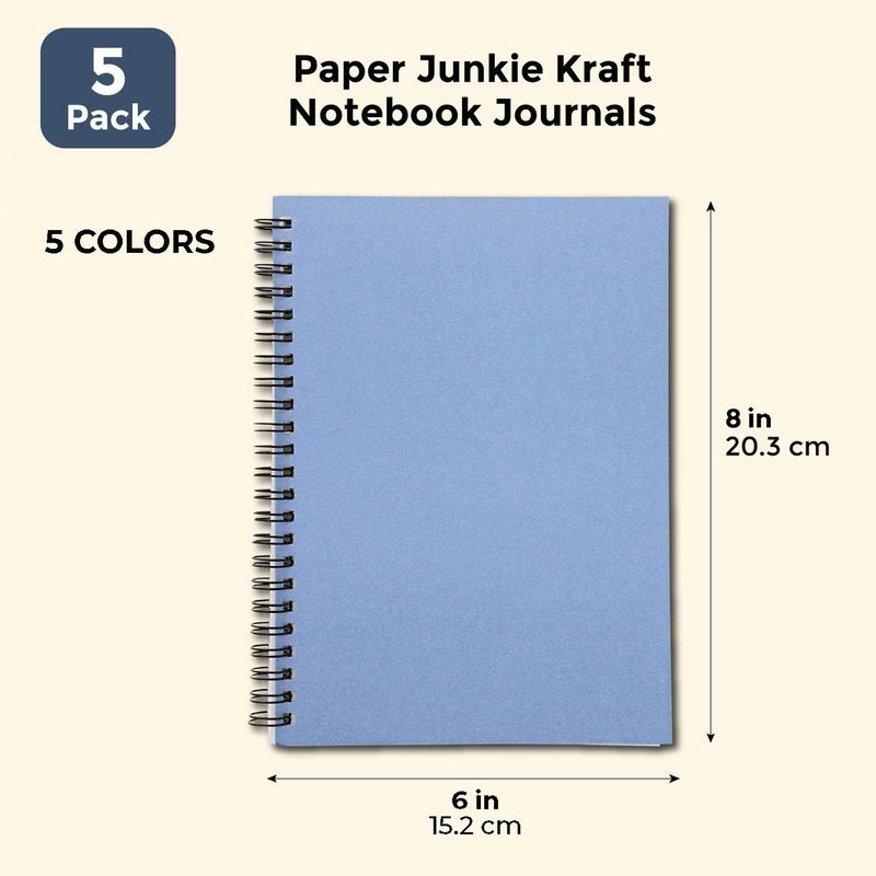 Kraft Spiral Notebook Journals (6 x 8 Inches, 5-Pack) – Paper Junkie