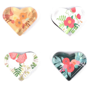 Floral Heart Shaped Glass Fridge Magnets (24 Pack) – Paper Junkie