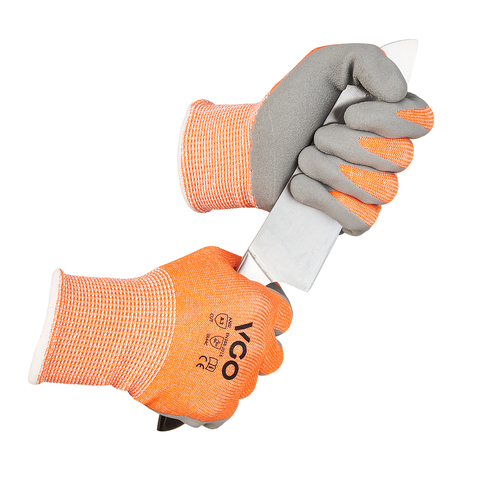 LATEX COATED ORANGE RUBBER SAFETY WORK GLOVES MENS BUILDERS