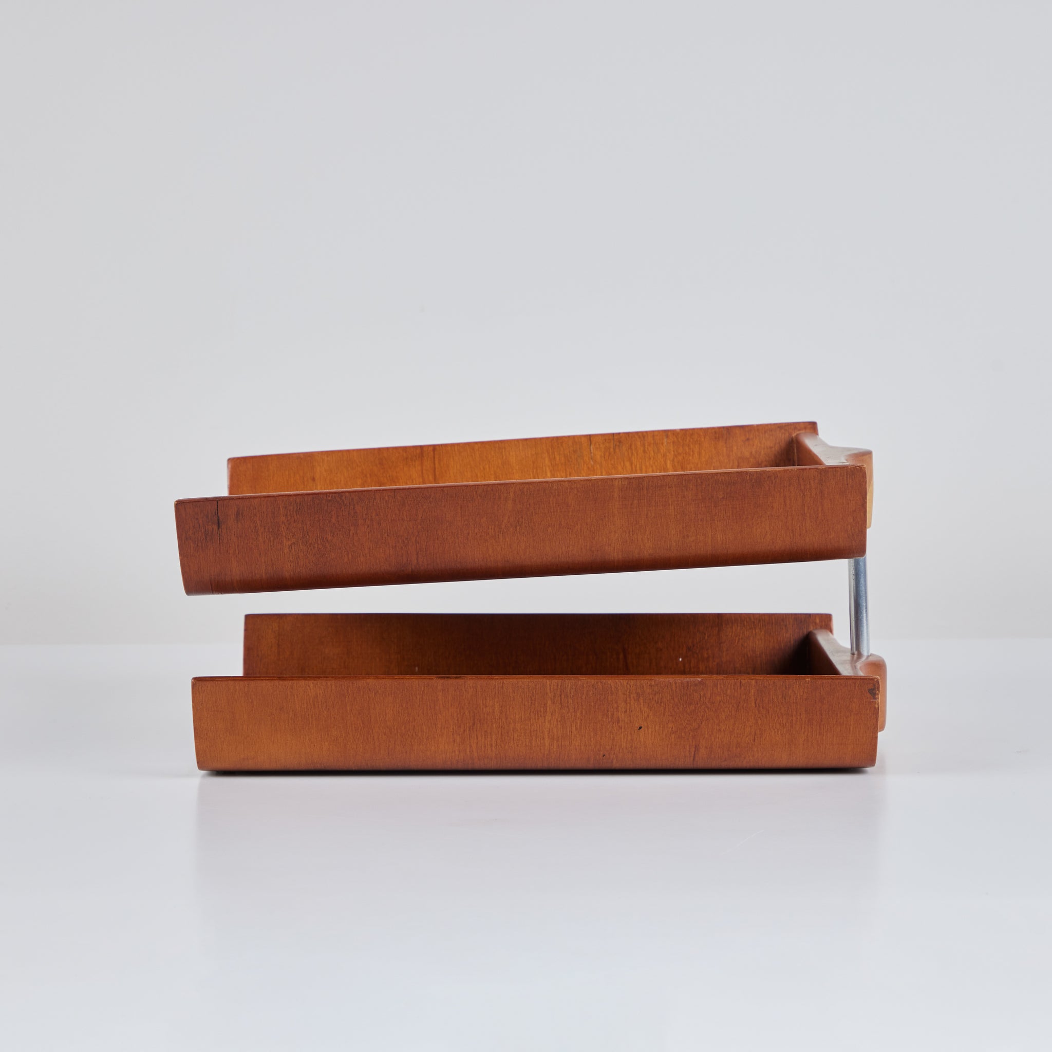 Florence Knoll Two-Tier Maple Paper Tray