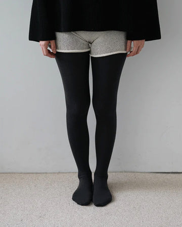 Merino Wool Ribbed Tights - S (Graphite, Black, Oatmeal + Sangria)