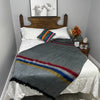 Soft Cozy Luxury Striped Alpaca Throw Blanket With Fringe