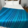 Boho Chic Luxury Blue Striped Alpaca Fiber Blanket