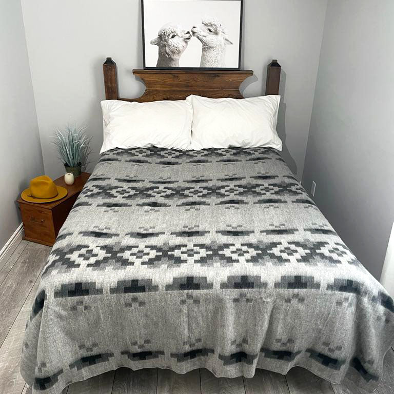 grey reversible alpaca blanket