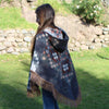 native print alpaca poncho, hooded alpaca poncho, festival poncho, hooded alpaca poncho, fringe alpaca poncho