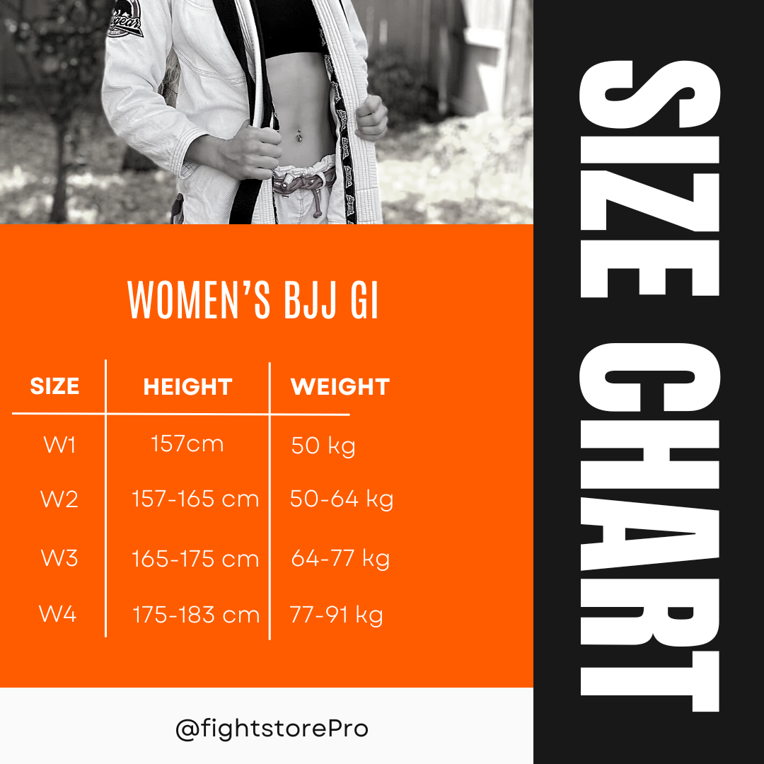 woman's bjj gi size chart