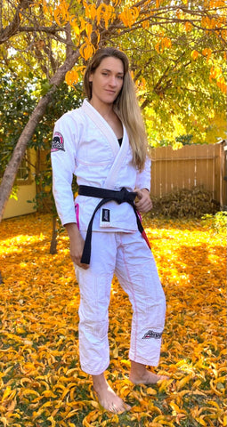 woman wearing a BJJ gi