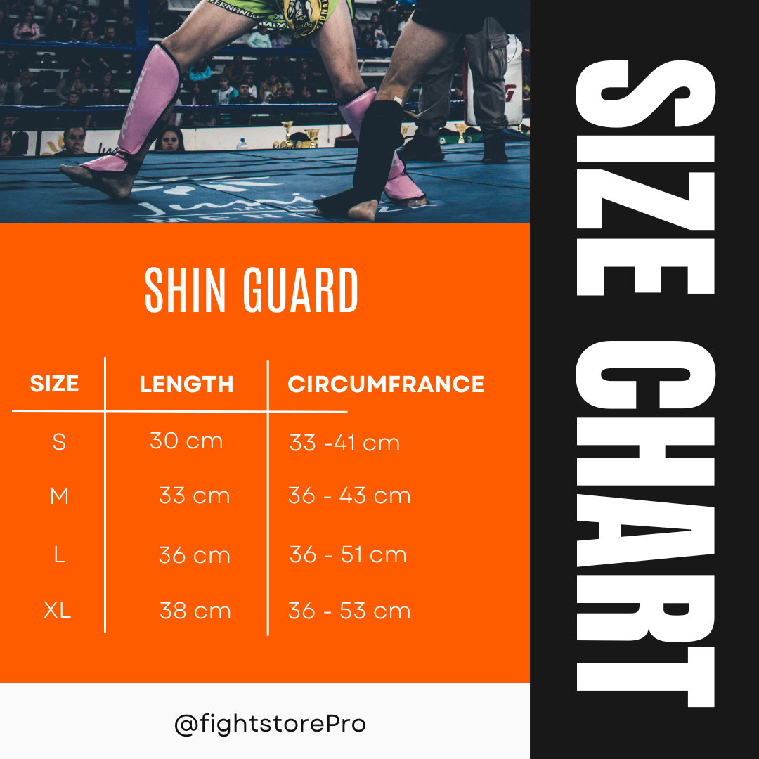 shin guard size guide mma muay thai kickboxing