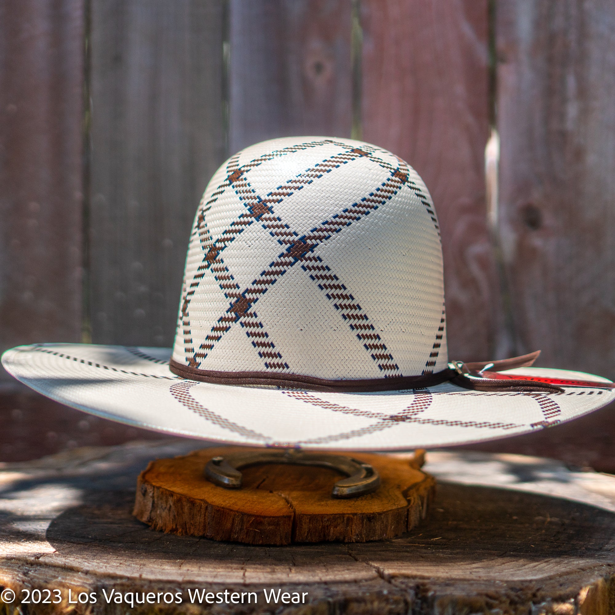 Valtierra Straw Hat Regular Crown Choco Bar Brown White – Los Vaqueros ...