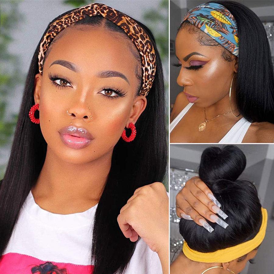 Headband Wig Human Hair Wigs For Black Women Straight Brazilian Machin –  perstarhair