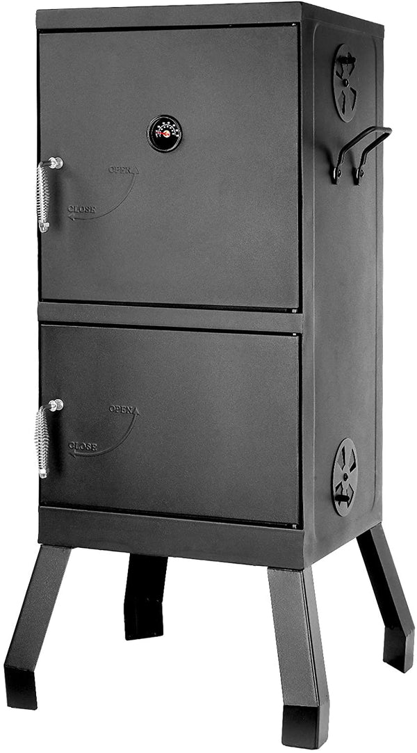 BBQ Charcoal Water Smoker and Grill, with Thermometer and Handle,