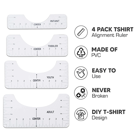  4 Pcs T-Shirt Ruler Guide Alignment Tool to Center