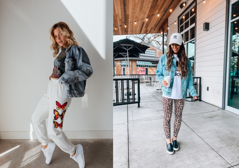Denim Jacket with Graphic Pants Outfit Inspo