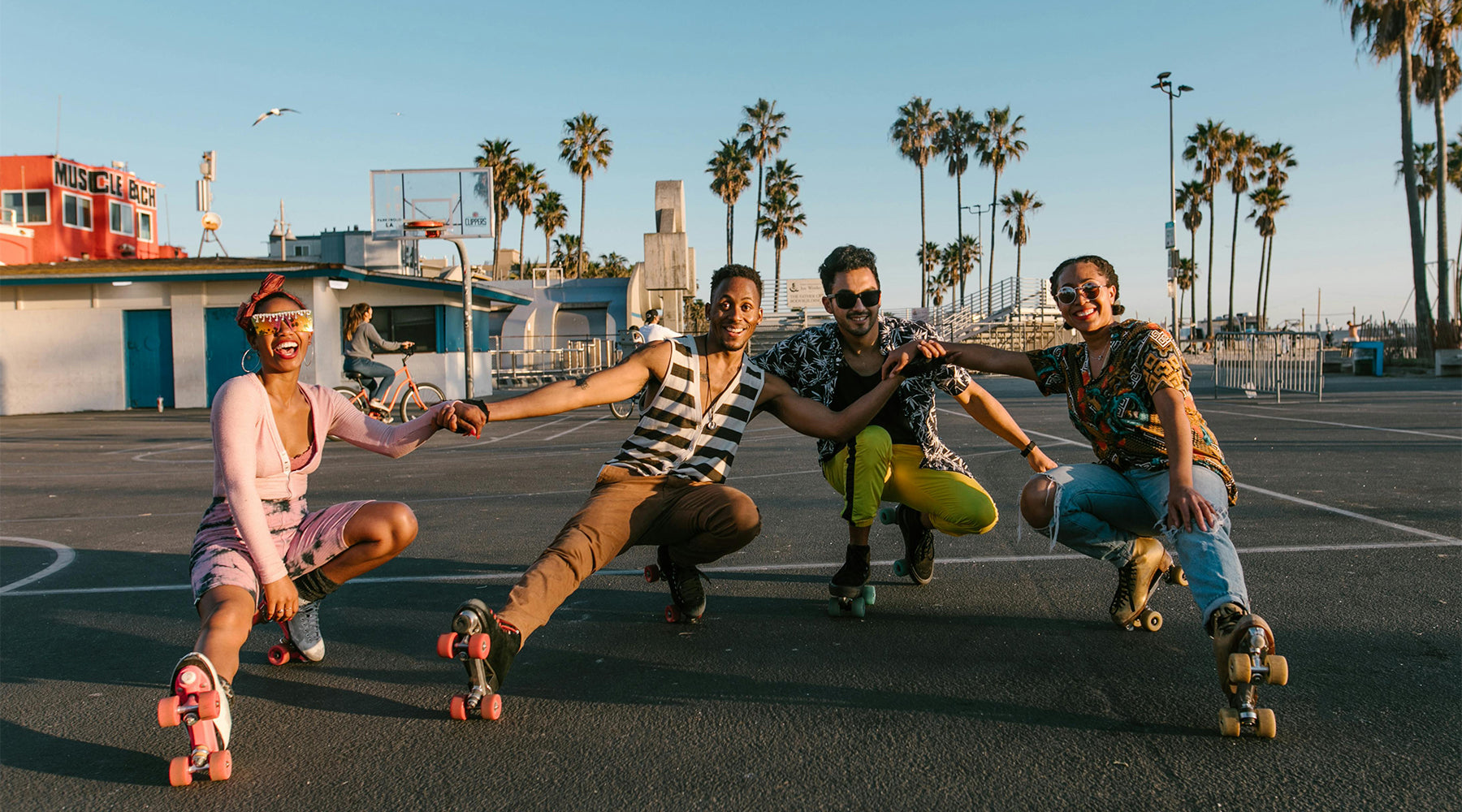 friends -posing-for-a-picture-while-roller-skating