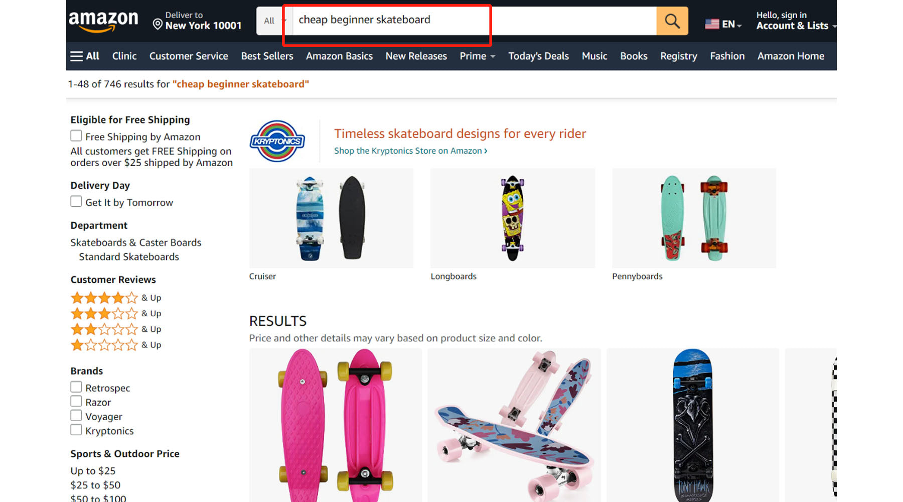 search-cheap-beginner-skateboard-on-amazon