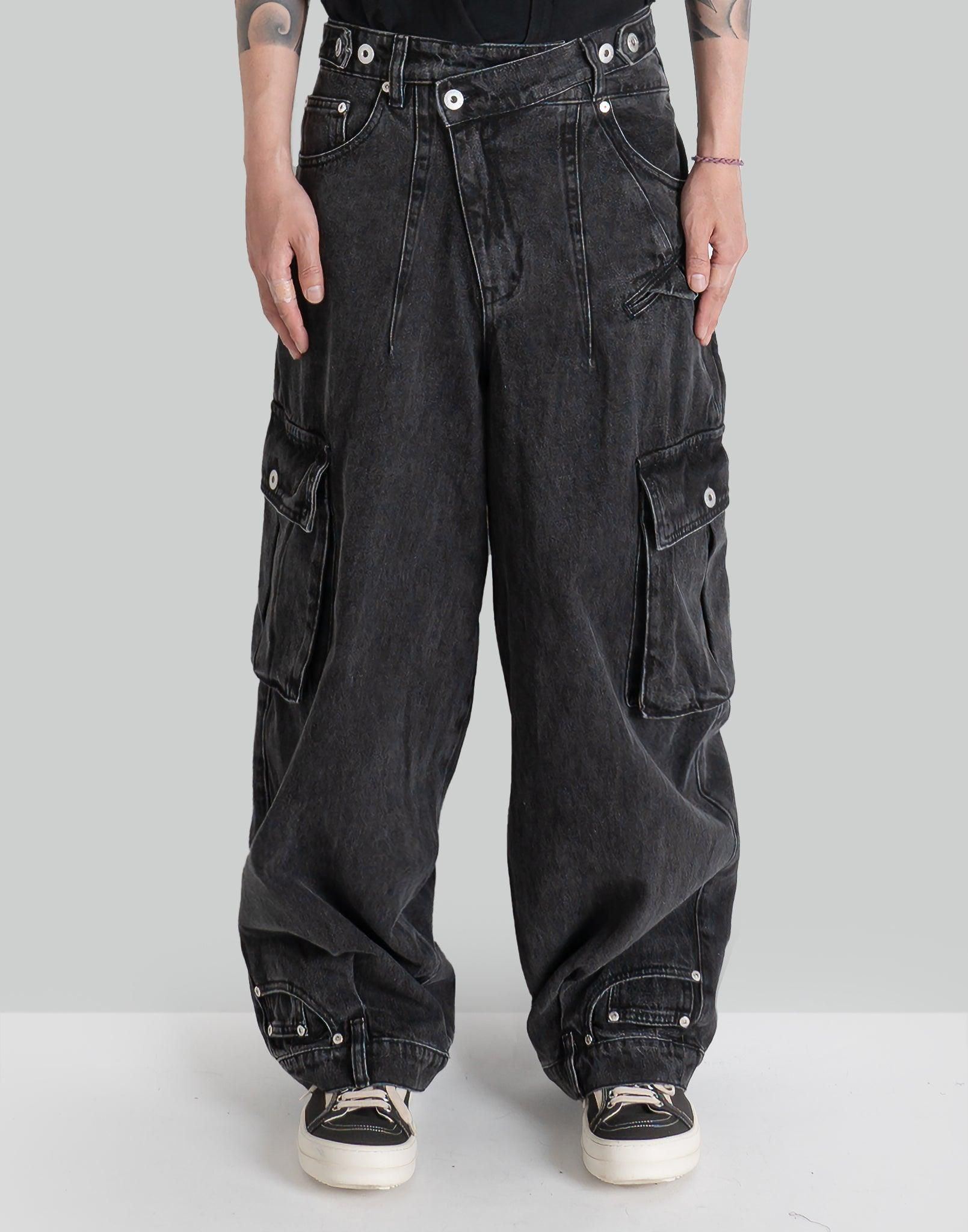 feng chen wang DOUBLE WAIST DENIM CARGO-