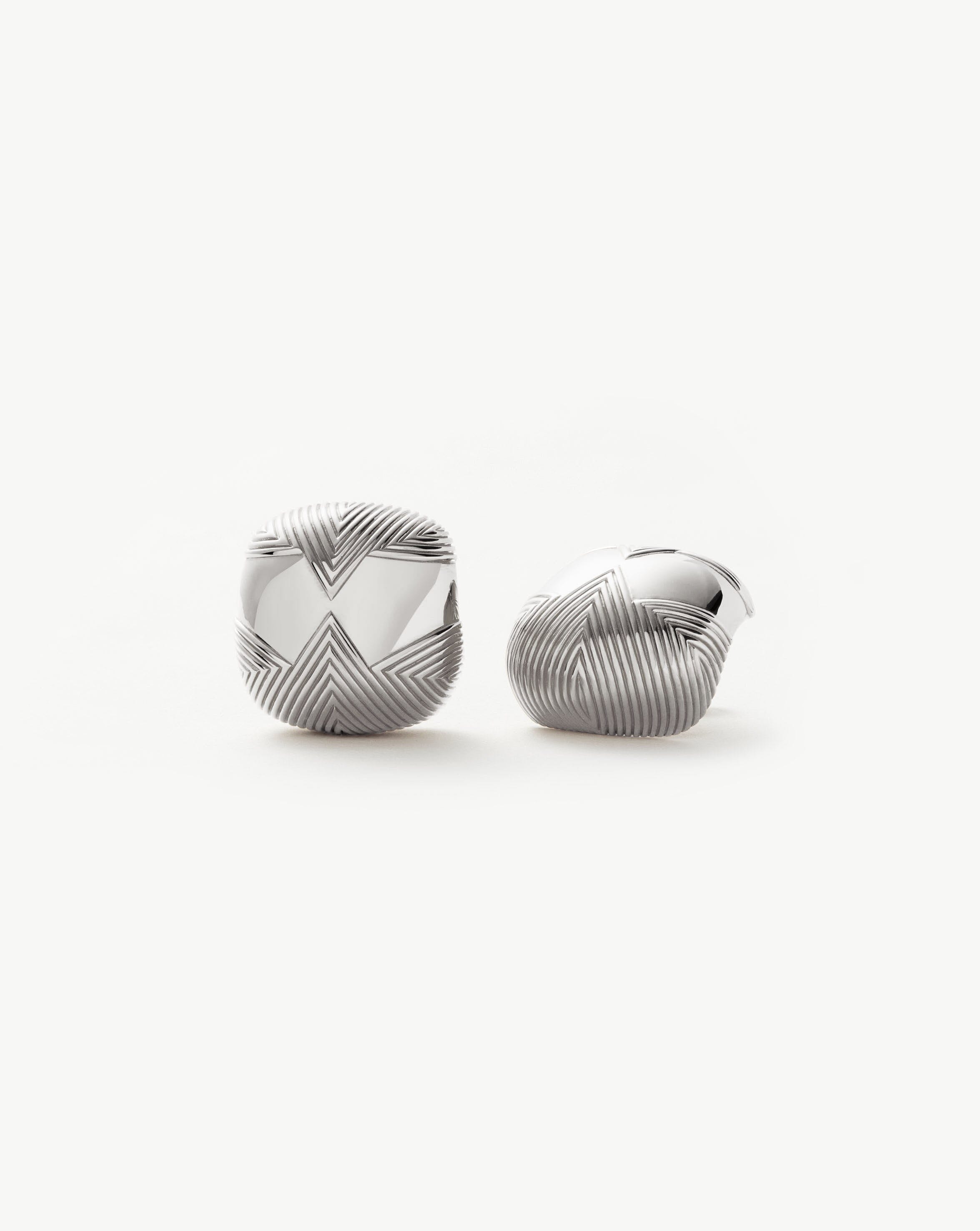 Hera Oversized Dome Ridge Stud Earrings | Silver Plated