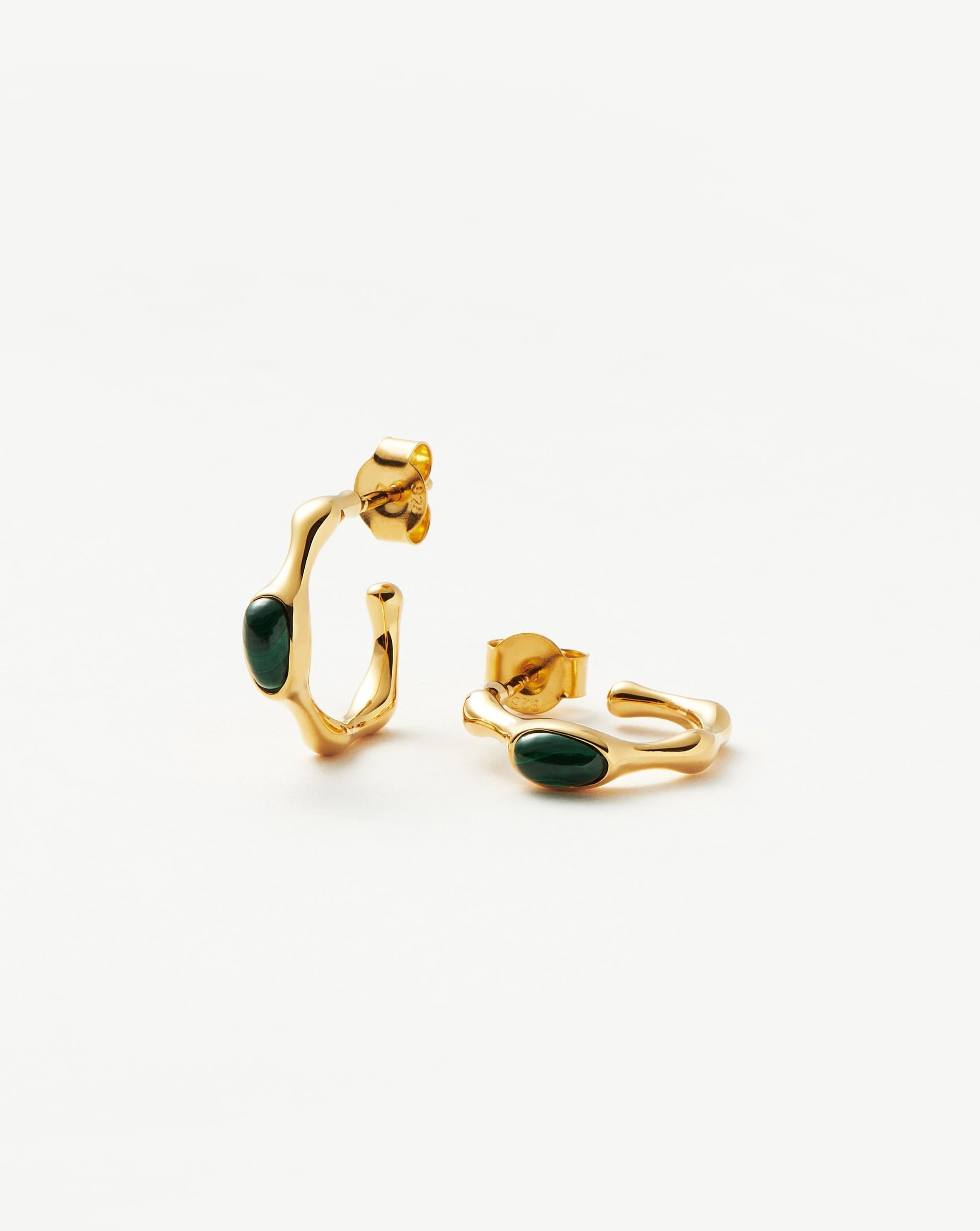 Magma Gemstone Small Hoop Earrings | 18ct Recycled Gold Vermeil on Recycled Sterling Silver