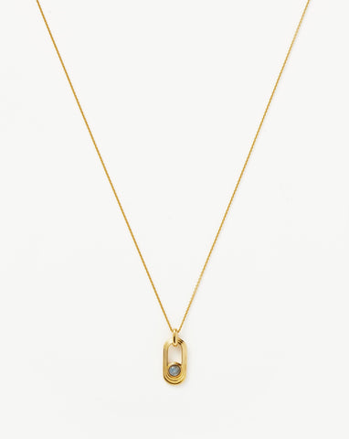 Gold Oval Labradorite Necklace