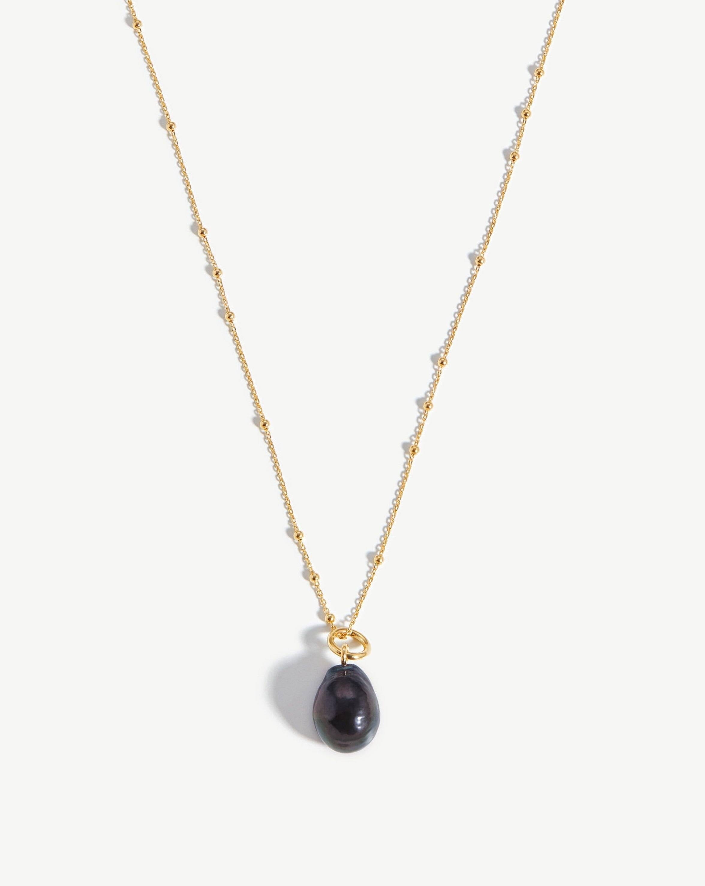 Baroque Pearl Chain Necklace | 18ct Gold Vermeil/Grey Pearl