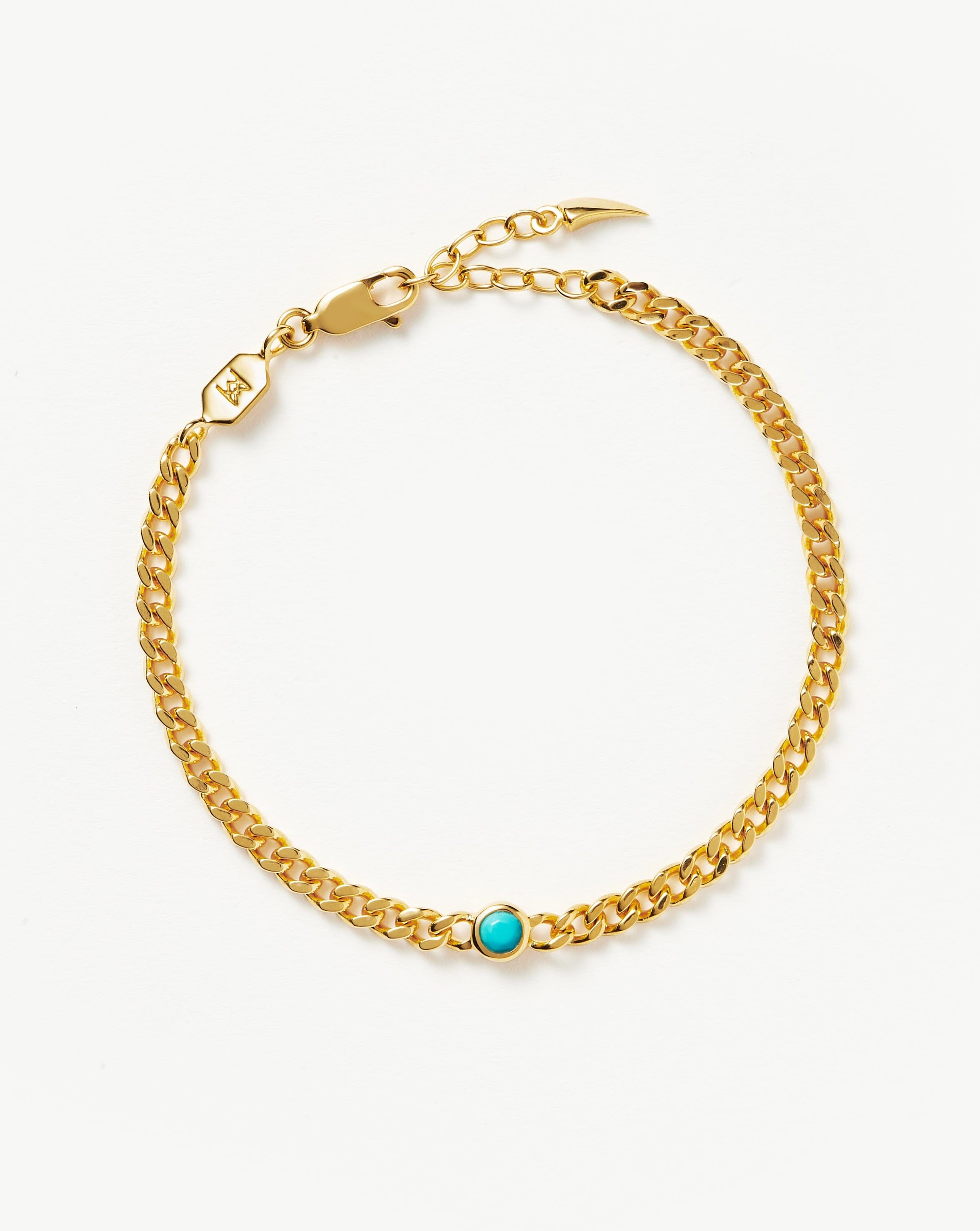 December Birthstone Chain Bracelet | 18ct Gold Plated Vermeil/Turquoise